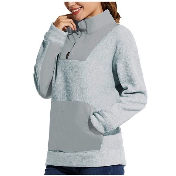 BALEAF Sherpa Fleece Pullover Sweatshirt 1/4 Snap - Picture 1 of 13